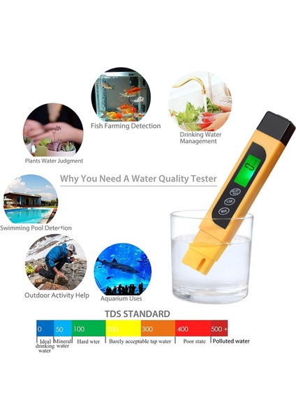 Proster Dijital LCD Ph Ölçer Tds Ec Su Saflığı Ppm Filtre Sıcaklık Test Cihazı Kalem 3 In 1 Tds ve Ec Metre + Ph Test Cihazı Kalem (Yurt Dışından) fırsatları
