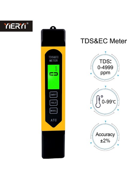 Yeni 3 In 1 Çok Fonksiyonlu Dijital Tds Ec Metre Sıcaklık Atc Test Cihazı Kalem Iletkenlik Su Ölçüm Analizörü Arkadan Aydınlatmalı (Yurt Dışından) fiyatları