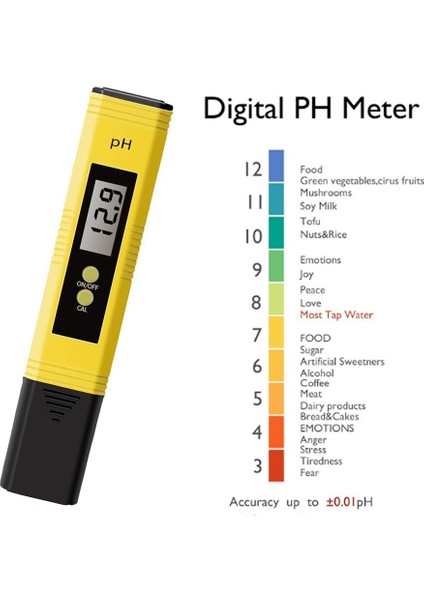 Ph Ölçer Test Kalemi LCD Dijital Ekran Kalem Su Kalitesi Ph Test Kalemi Test Cihazı Çok Çevre Uygulanabilir Test Kalemi Ph Monitör (Yurt Dışından)