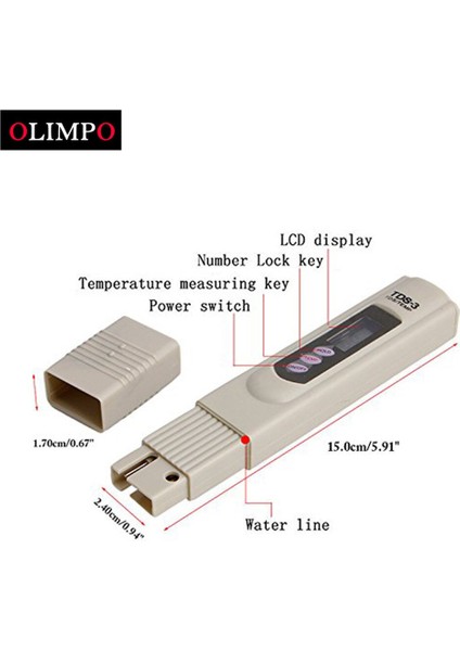 Kalem Tds Metre Dijital Su Test Cihazı Su Kalitesi Ölçüm Ekipmanları Tds-3 Su Saflığı Test Cihazı Aracı Ph (Yurt Dışından) fırsatları