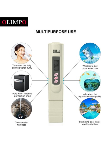 Kalem Tds Metre Dijital Su Test Cihazı Su Kalitesi Ölçüm Ekipmanları Tds-3 Su Saflığı Test Cihazı Aracı Ph (Yurt Dışından) indirimleri