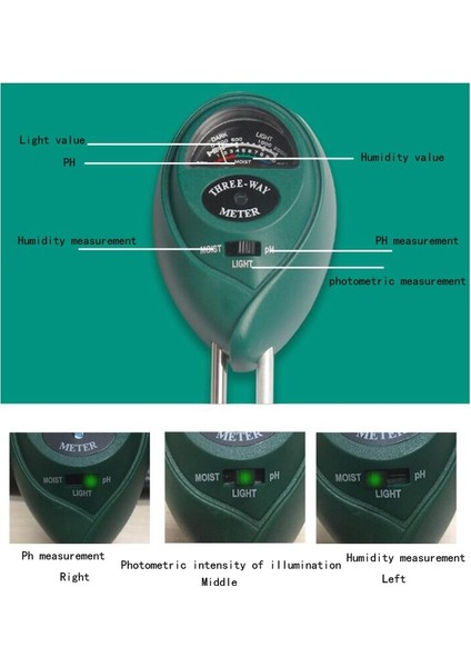Realmot 3 In1 Toprak Ph Test Cihazı Bahçe Çiçekleri Nem Işık Ölçer Test Araçları Higrometre (Yurt Dışından) fiyatları