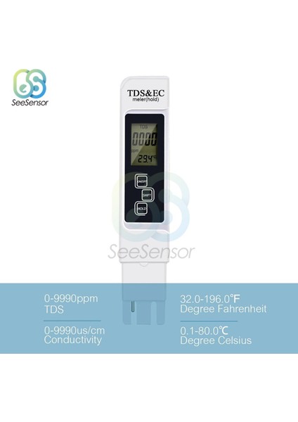 Tds Ec Metre Sıcaklık Test Cihazı Kalem Tds & Ec Test Cihazı 0-9990PPM 3 In1 Fonksiyonlu Iletkenlik Su Kalitesi Ölçüm Aracı (Yurt Dışından) modelleri