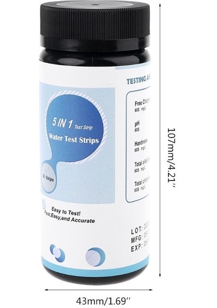 5in1 50 Adet Su Kalitesi Test Şeritleri Ph Klor Sertliği Alkalinite Havuz, Spa, Içme Suyu, Akvaryum 50 Adet/şişe (Yurt Dışından) fiyatları