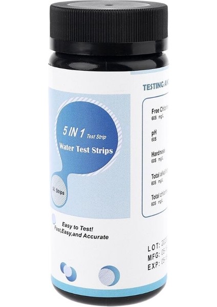 5in1 50 Adet Su Kalitesi Test Şeritleri Ph Klor Sertliği Alkalinite Havuz, Spa, Içme Suyu, Akvaryum 50 Adet/şişe (Yurt Dışından) indirimleri