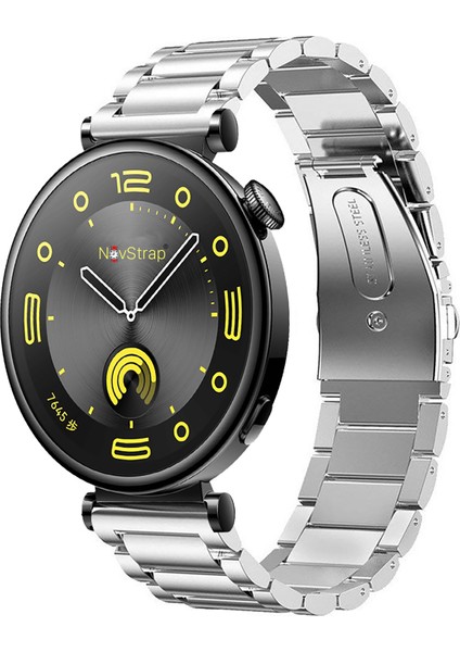 Huawei Watch Gt4/Gt5/Gt6 41mm Watch 5/Gt5 Pro 42mm ile Uyumlu Kordon (18mm Pimli) Çelik Metal Kayış