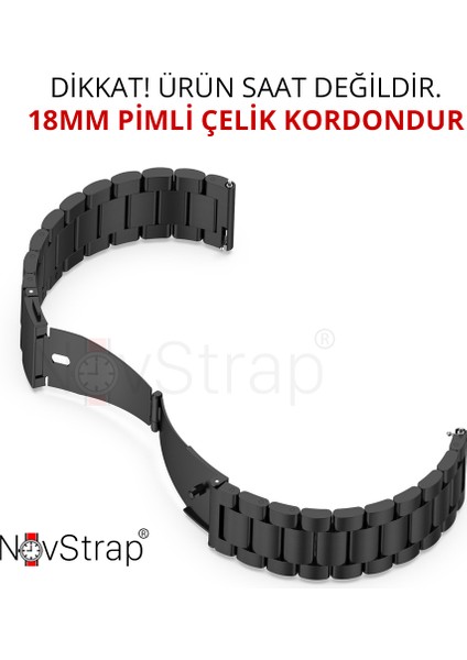 Huawei Watch GT4 41mm GT5 41mm ile Uyumlu Kordon (18mm Pimli) Çelik Metal Kordon Kayış