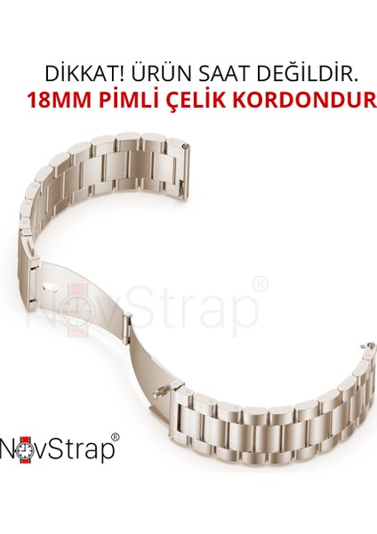Huawei Watch Gt4/Gt5/Gt6 41mm Watch 5/Gt5 Pro 42mm ile Uyumlu Kordon (18mm Pimli) Çelik Metal Kayış modelleri