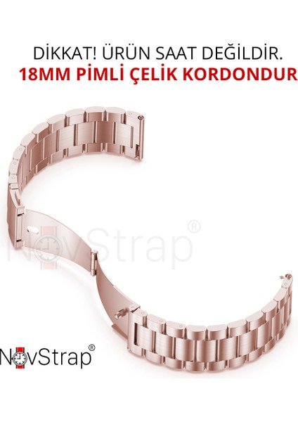 Huawei Watch Gt4/Gt5/Gt6 41mm Watch 5/Gt5 Pro 42mm ile Uyumlu Kordon (18mm Pimli) Çelik Metal Kayış modelleri