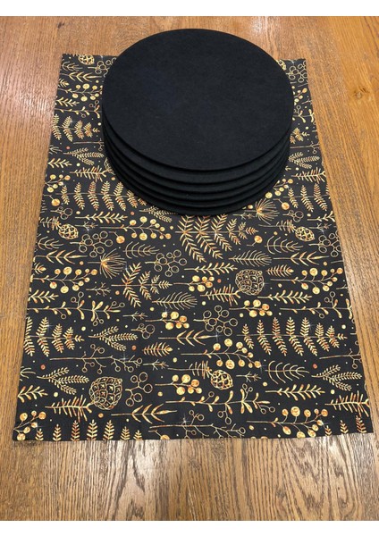 Tuğçe Demir Home Design Siyah Yılbaşı Desen Runner Supla Set