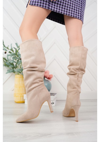 Kadın İnce Topuklu Süet Deri Körüklü Çizme Günlük Kullanım İçin Rahat fiyatları