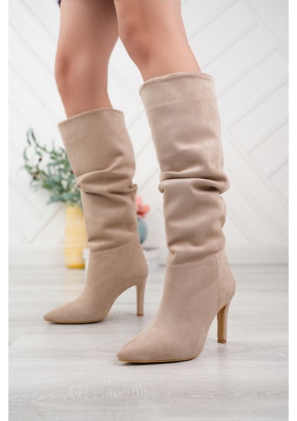 Carola Kadın Körüklü Çizme Süet Deri Ince Topuklu Çizme modelleri