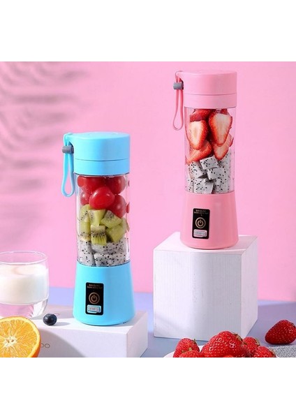 Pembe Elektrikli Meyve Sıkacağı USB Şarj Edilebilir Meyve Suyu Mikser Makinesi El Smoothie Blender Küçük Mutfak Robotu Mutfak Aracı (Yurt Dışından)