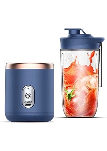 Spor Fincan Kapaklı Mavi Kablosuz Elektrikli Meyve Suyu Blender 6 Adet Paslanmaz Bıçaklar Shakes ve Smoothie'ler Için Taşınabilir Meyve Sıkacağı (Yurt Dışından)