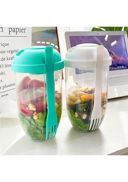 Mavi Taşınabilir Salata Kasesi Şişe Salata Konteyneri Şişe Şeklinde Bento Salata Kasesi Öğle Yemeği Salata Kutusu Çatallı (Yurt Dışından) modelleri