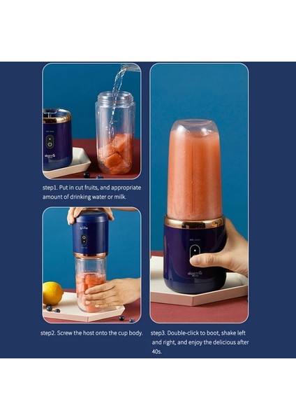 Mavi 6 Bıçaklı Mini Taşınabilir Blender Kablosuz Elektrikli Meyve Sıkacağı Makinesi Limon Portakal Meyve Sıkacağı 400 ml Mikser (Yurt Dışından) fırsatları