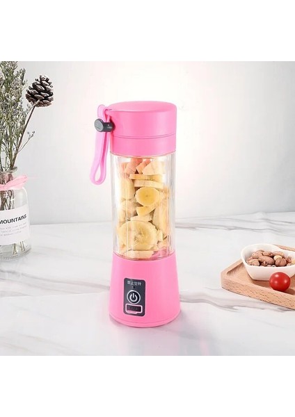 6 Kesici Kafa Pembe Taşınabilir Elektrikli Meyve Sıkacağı USB Şarj Edilebilir El Smoothie Blender Meyve Karıştırıcılarmilkshake Yapımcısı Makinesi Gıda Sınıfı Malzemeler (Yurt Dışından)