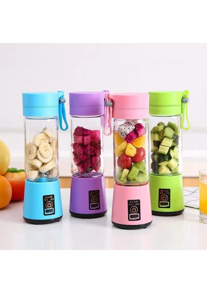 6 Kesici Kafa Pembe Taşınabilir Elektrikli Meyve Sıkacağı USB Şarj Edilebilir El Smoothie Blender Meyve Karıştırıcılarmilkshake Yapımcısı Makinesi Gıda Sınıfı Malzemeler (Yurt Dışından) modelleri