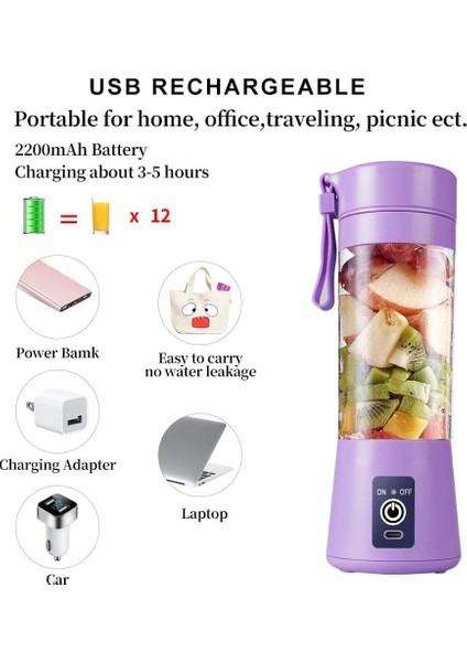 D 420 ml 6 Bıçaklı Taşınabilir Elektrikli Meyve Sıkacağı Bardağı USB Şarj Edilebilir El Smoothie Blender Meyve Karıştırıcılar Milkshake Yapımcısı Makinesi Gıda Sınıfı Karıştırma (Yurt Dışından)
