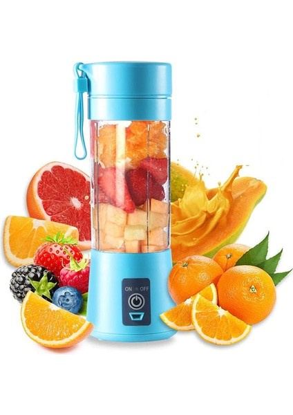Mavi Taşınabilir Mini Elektrikli Meyve Sıkacağı USB Şarj Meyve Portakal Limon Blender Smoothie Milkshake Makinesi Mutfak Otomatik Taze Sıkacağı (Yurt Dışından)