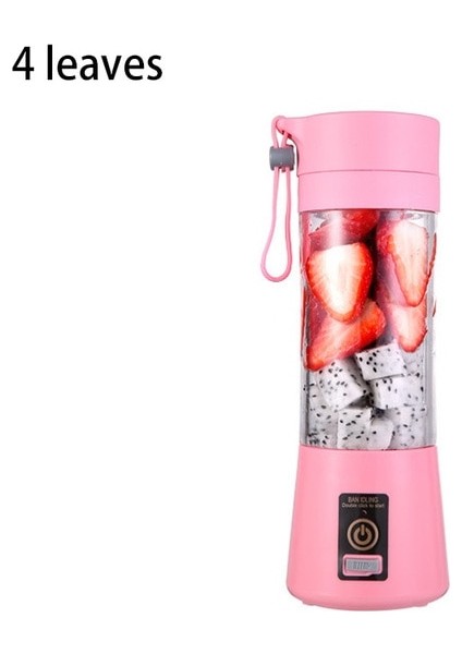 Pembe 4 Yapraklı Taşınabilir Mini Sıkacağı Meyve Blender Milkshake El Elektrikli Meyve Sıkacağı USB Şarj Edilebilir Çok Fonksiyonlu Blender Mutfak Malzemeleri (Yurt Dışından)