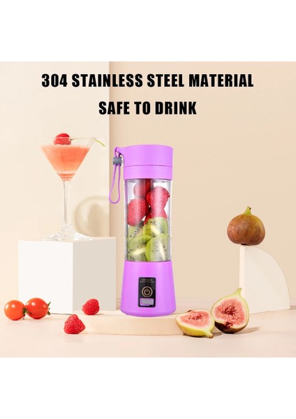 Mor 380 ml Taşınabilir Mini Elektrikli Meyve Sıkacağı Otomatik Taze Sıkacağı USB Şarj Meyve Portakal Limon Blender Smoothie Milkshake Makinesi (Yurt Dışından)