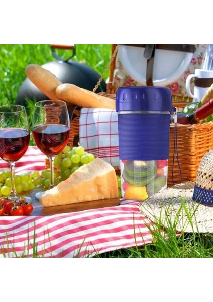 Mavi Taşınabilir Blender Taze Meyve Suyu Blender Bardak Smoothie Maker USB Şarj Edilebilir Taşınabilir Seyahat Mini Buz Karıştırıcı Elektrikli Smoothie (Yurt Dışından)