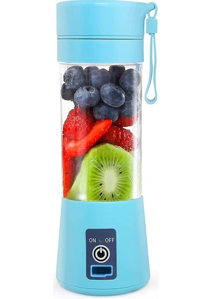 Mavi Şarj Edilebilir Taşınabilir Elektrikli Meyve Sıkacağı Blender El Smoothie Milkshake Makinesi Sebze Sıkacağı Suyu Karıştırma Mikseri (Yurt Dışından)