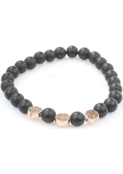 925 Ayar Gümüş Mat Oniks Taşlı Erkek Bilekliği