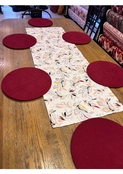 Tuğçe Demir Home Design Renkli Dal Desen Runner Supla Set