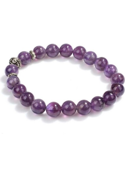 Nusrettaki 925 Ayar Gümüş Ametist Taşlı Bileklik