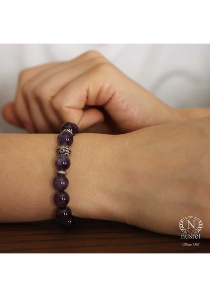 Nusrettaki 925 Ayar Gümüş Ametist Taşlı Bileklik fırsatları