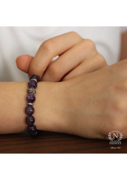Nusrettaki 925 Ayar Gümüş Ametist Taşlı Bileklik indirimleri
