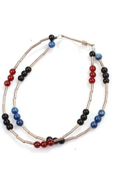 925 Ayar Gümüş Lapis, Garnet ve Onix Taşlı Şarnel Bileklik