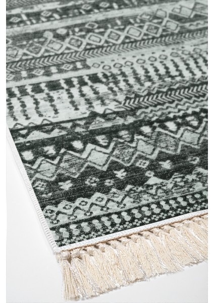 Dijital Salon Halısı Trend Keçe Kaymaz Taban Saçaklı Iskandinav Ysabel Silver fırsatları