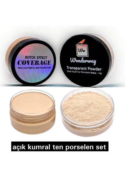 Porselen Fondöten & Transparan Pudra Set No:1 Açık Ten
