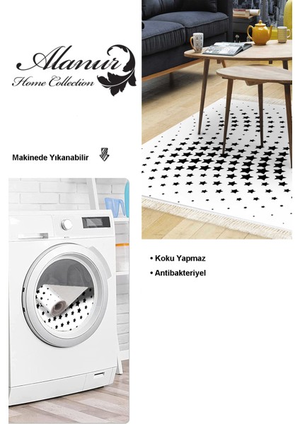 Dijital Salon Halısı Trend Keçe Kaymaz Taban Saçaklı Modern Willow Krem modelleri