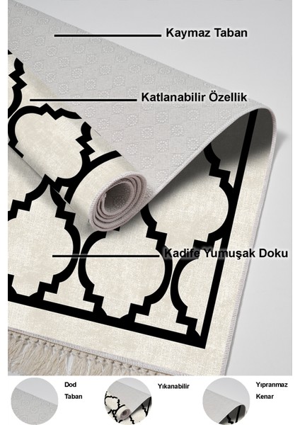 Dijital Salon Halısı Trend Keçe Kaymaz Taban Saçaklı Modern Mamie Bej indirimleri