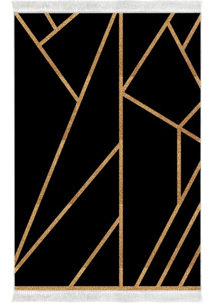 Dijital Salon Halısı Trend Keçe Kaymaz Taban Saçaklı Modern Maud Gold fiyatları