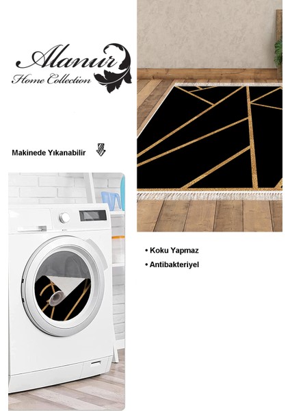 Dijital Salon Halısı Trend Keçe Kaymaz Taban Saçaklı Modern Maud Gold modelleri