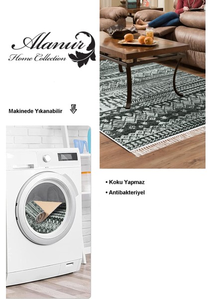Dijital Salon Halısı Yıldız Deri Kaymaz Taban Saçaklı Iskandinav Ysabel Silver modelleri