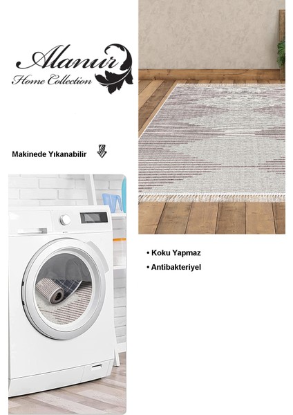 Dijital Salon Halısı Star Pamuk Kaymaz Taban Saçaklı Iskandinav Kay Mürdüm modelleri