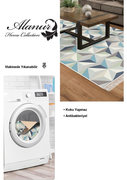 Dijital Salon Halısı Yıldız Deri Kaymaz Taban Saçaklı Modern Elyta Renkli
