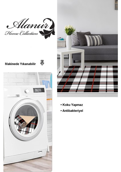 Dijital Salon Halısı Yıldız Deri Kaymaz Taban Saçaklı Modern Lee Siyah modelleri