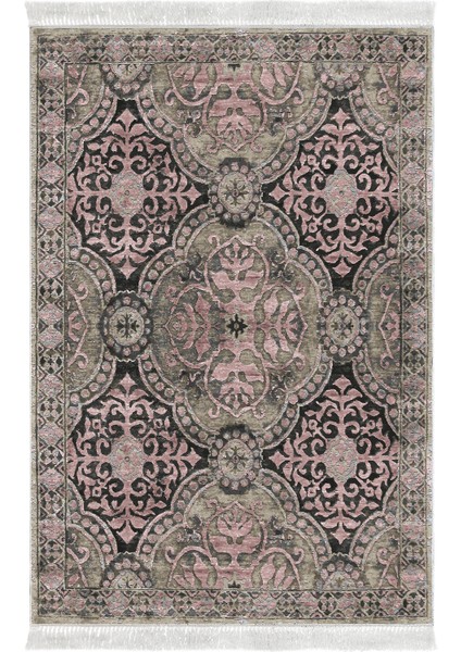 Dijital Salon Halısı Trend Keçe Kaymaz Taban Saçaklı Modern Osana Pudra fiyatları