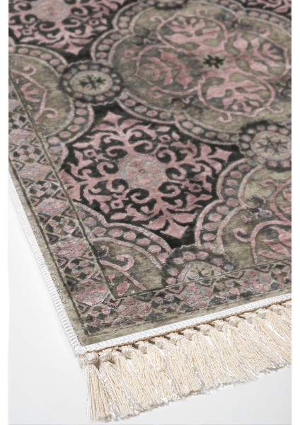 Dijital Salon Halısı Trend Keçe Kaymaz Taban Saçaklı Modern Osana Pudra fırsatları