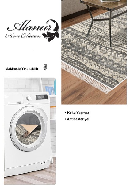 Dijital Salon Halısı Yıldız Deri Kaymaz Taban Saçaklı Iskandinav Ysabel Gri modelleri