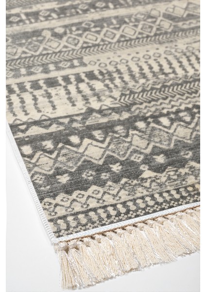 Dijital Salon Halısı Yıldız Deri Kaymaz Taban Saçaklı Iskandinav Ysabel Gri fırsatları