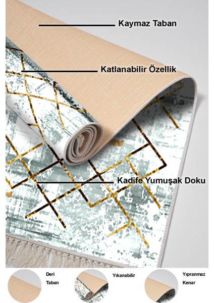 Dijital Salon Halısı Yıldız Deri Kaymaz Taban Saçaklı Modern Brooklyn Gri indirimleri