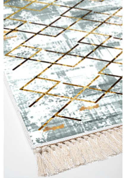 Dijital Salon Halısı Star Pamuk Kaymaz Taban Saçaklı Modern Brooklyn Gri fırsatları